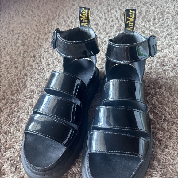 Dr. Martens Black Patent Leather Clarissa II Sandals Size 9 - Picture 2 of 6